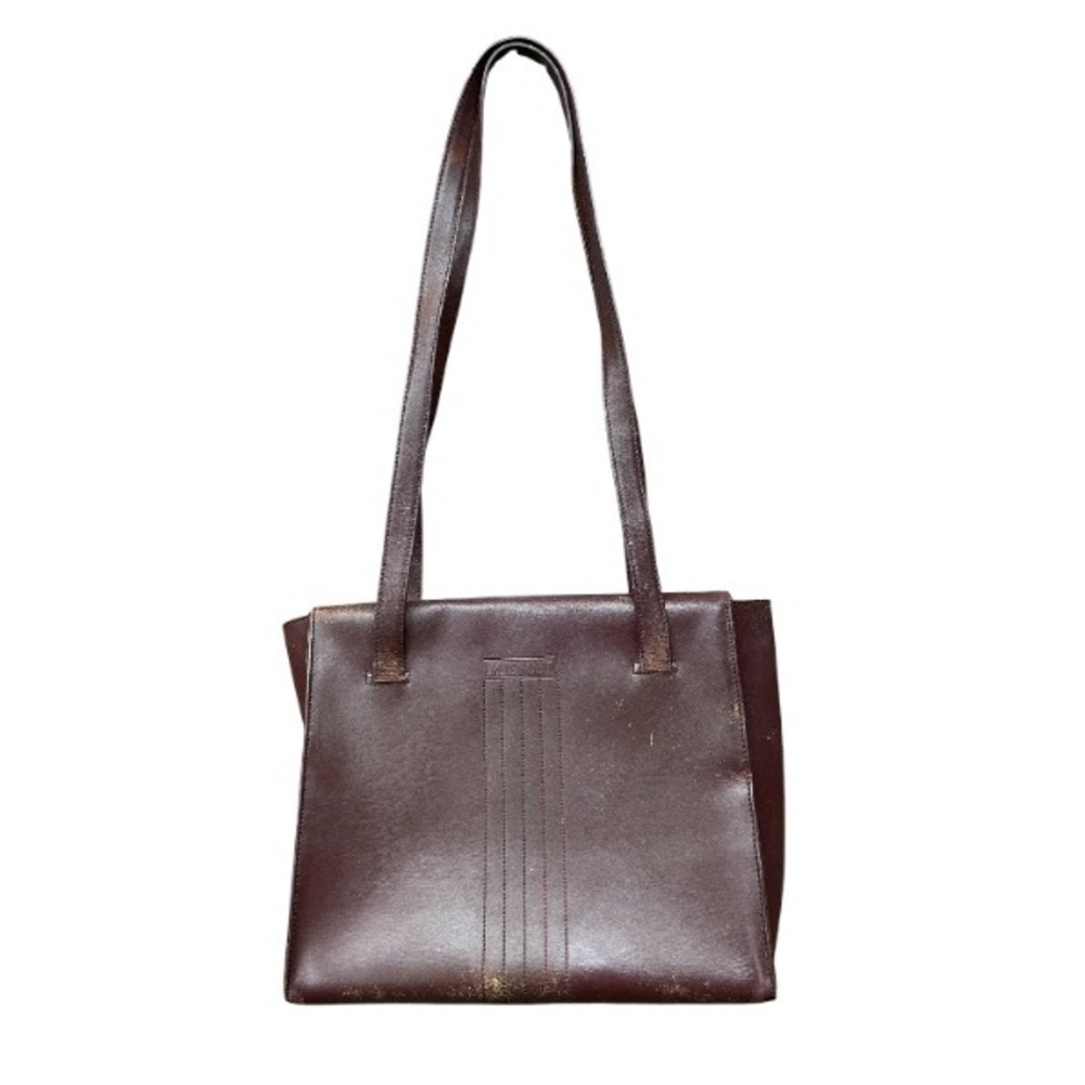 Missoni Leather Tote Bag Burgundy Textured Stitch Shoulder Purse Womens M VTG - Picture 1 of 16